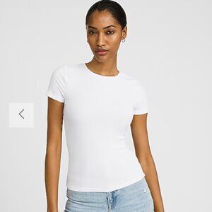 Express Essential Fitted Ribbed Crew Neck Short Sleeve Tee